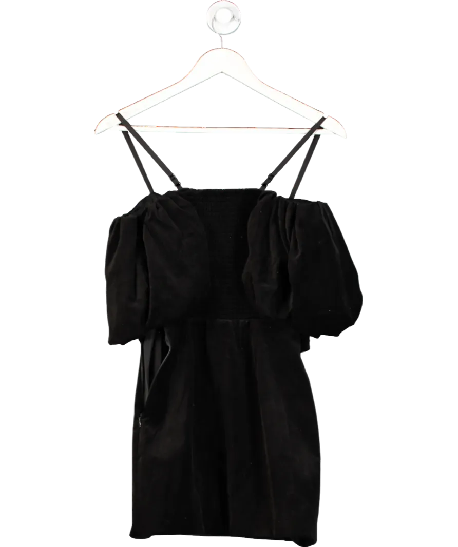 & Other Stories Black Off-shoulder Velvet Mini Dress UK 6