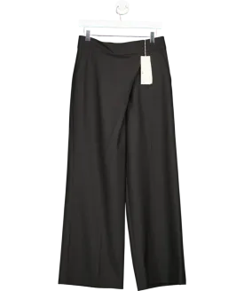 Arket Black Relaxed Wrap Wool Blend Trousers UK 8