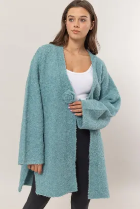 Blue Zone Planet |  HYFVE Front Rosette Longline Slit Sweater Cardigan