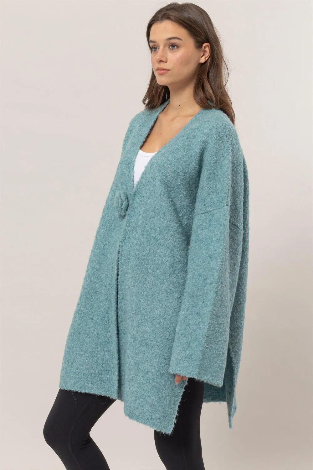 Blue Zone Planet |  HYFVE Front Rosette Longline Slit Sweater Cardigan