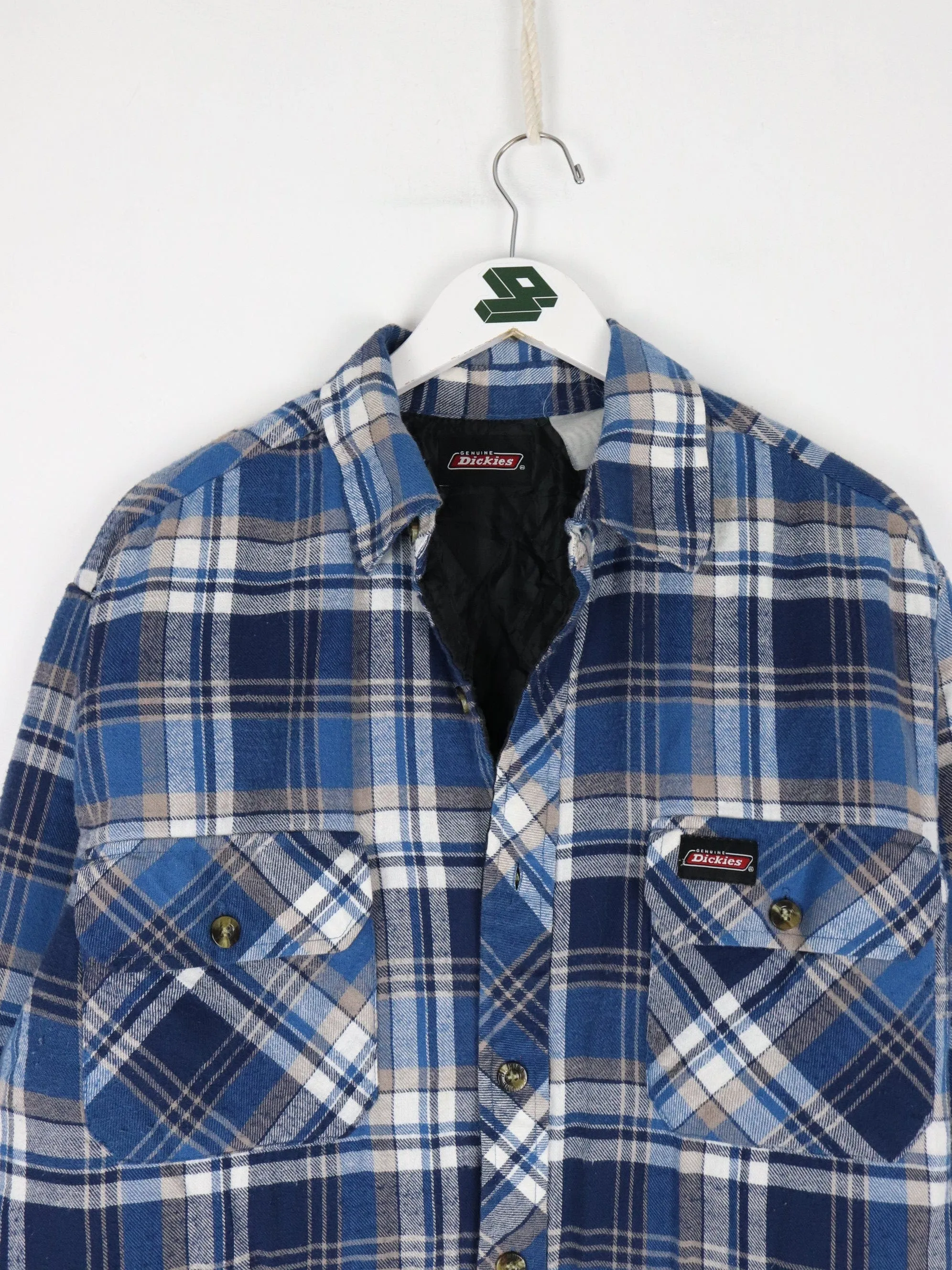 Dickies Jacket Mens Large Blue Flannel Coat Lined