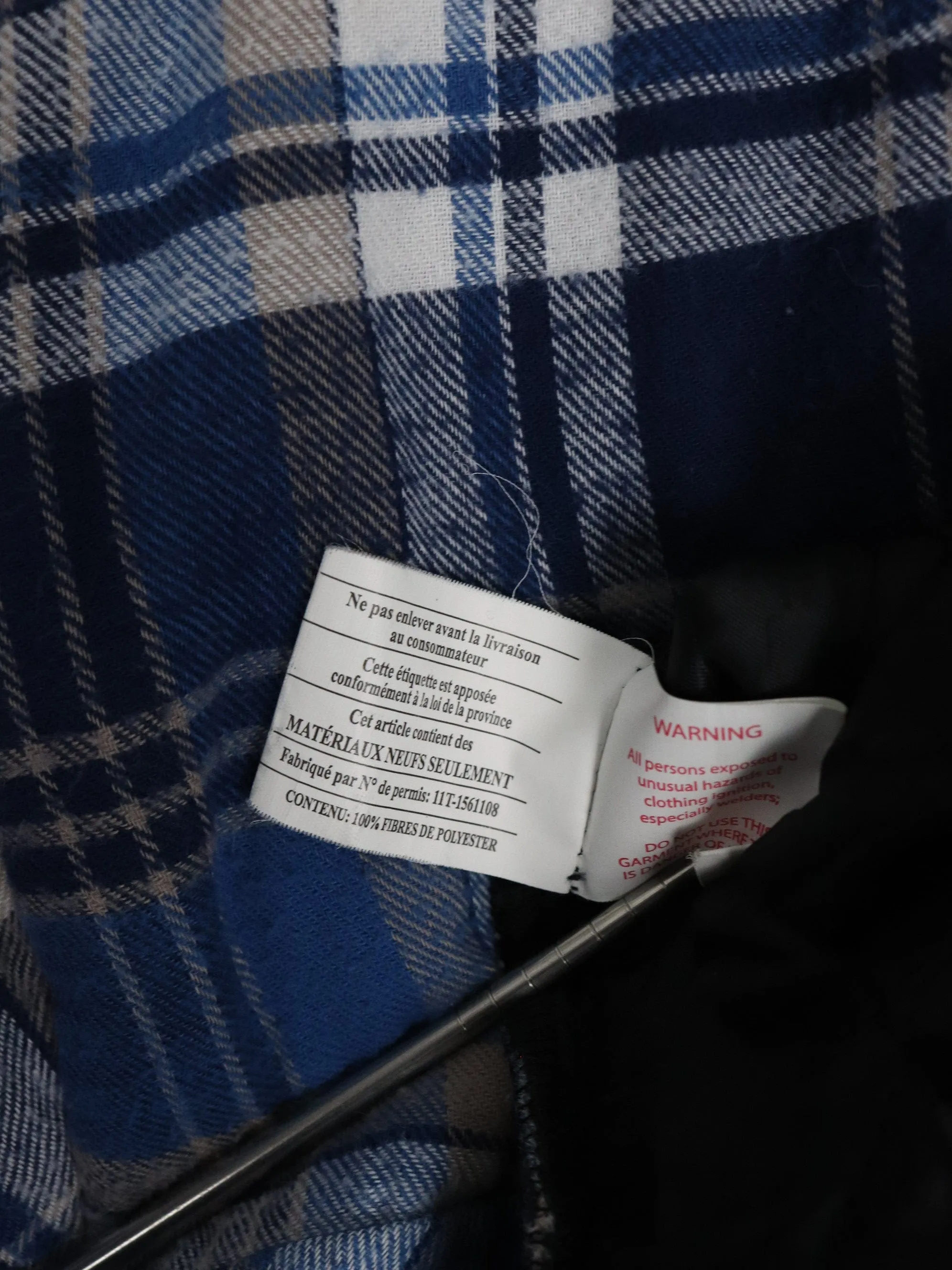 Dickies Jacket Mens Large Blue Flannel Coat Lined