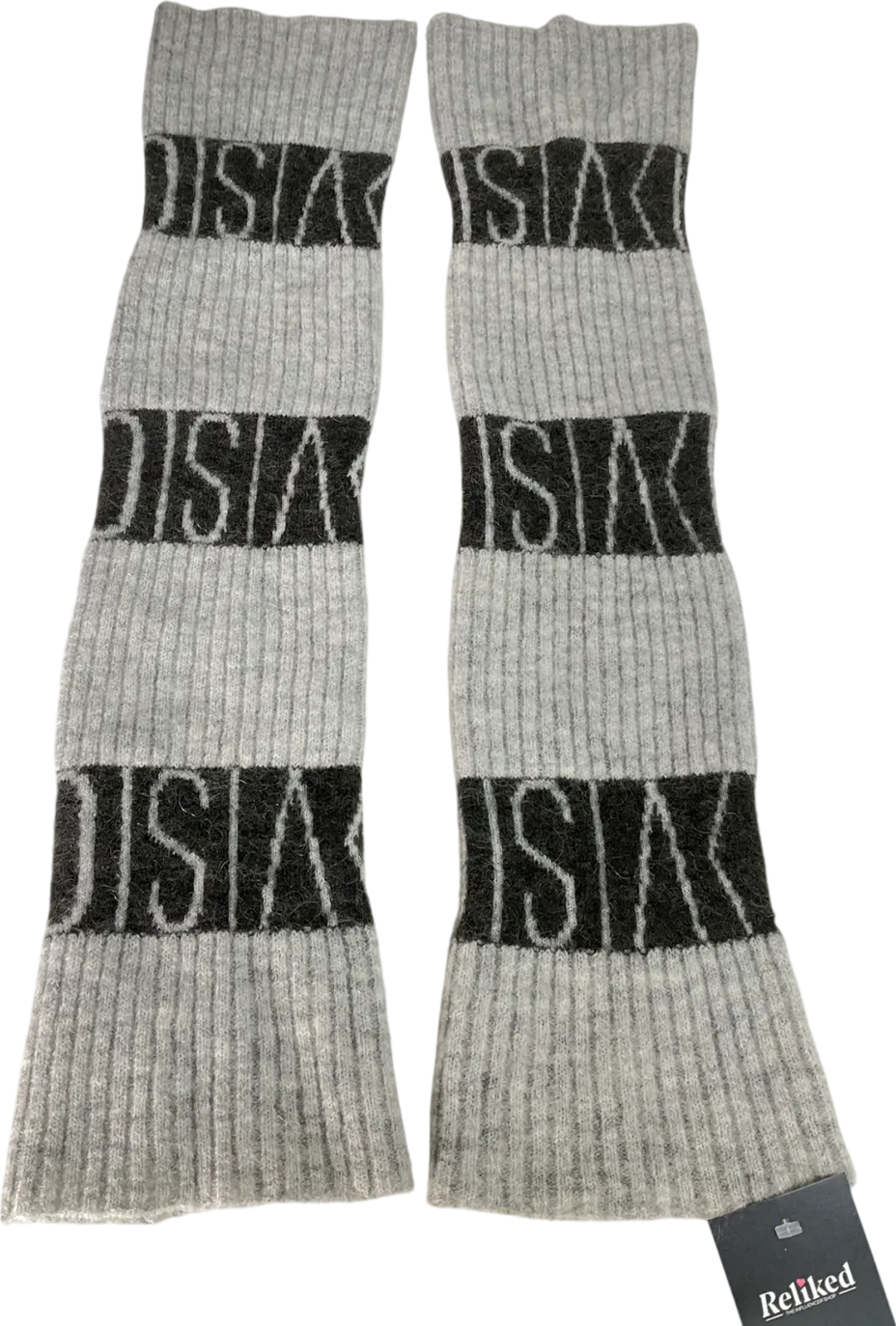 division Grey Black Wool Blend Armwarmers One Size