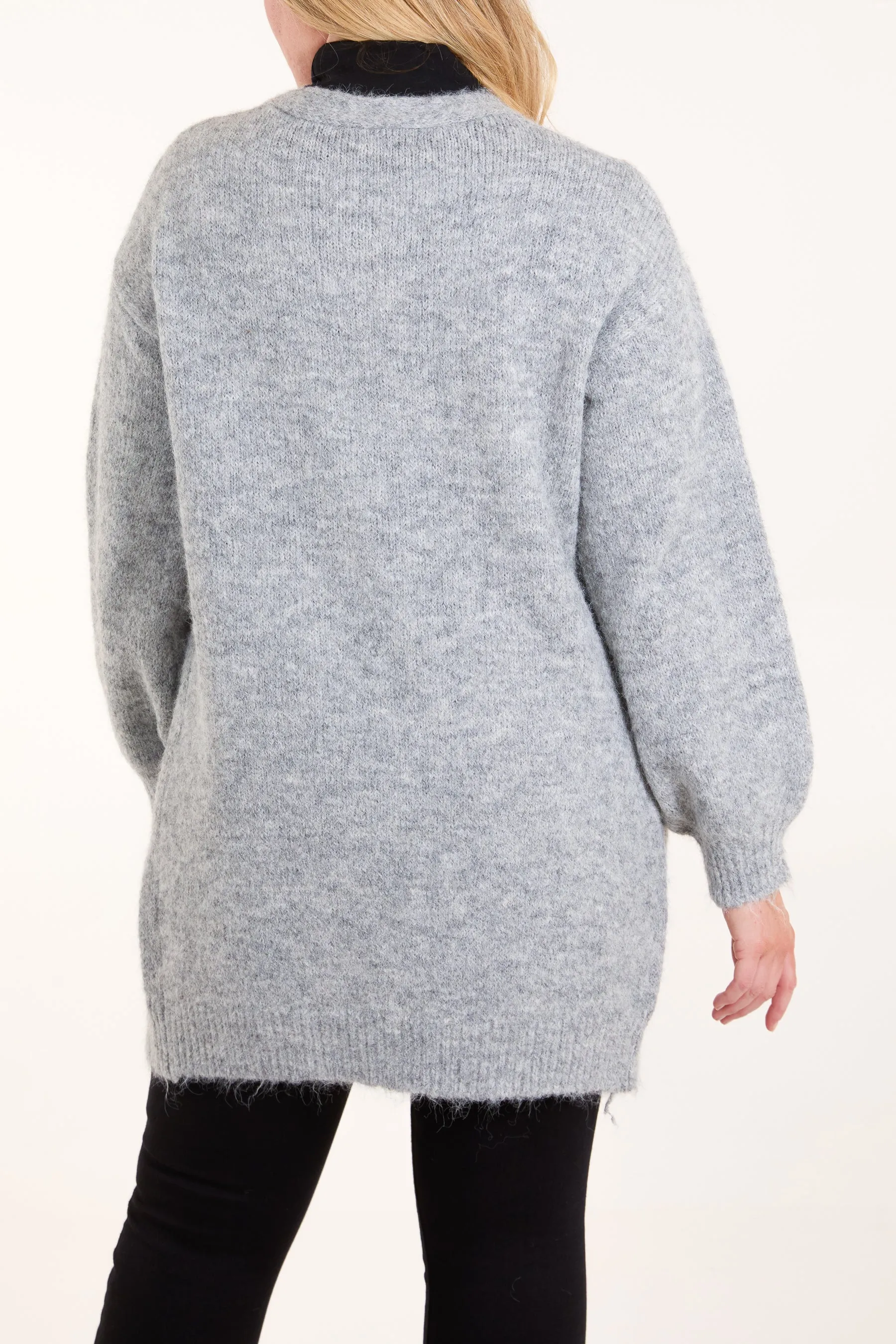 Flower Embroidery Longline Cardigan