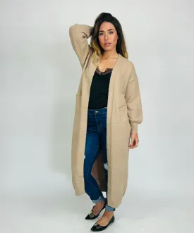 LONGLINE CARDIGAN- NATURAL
