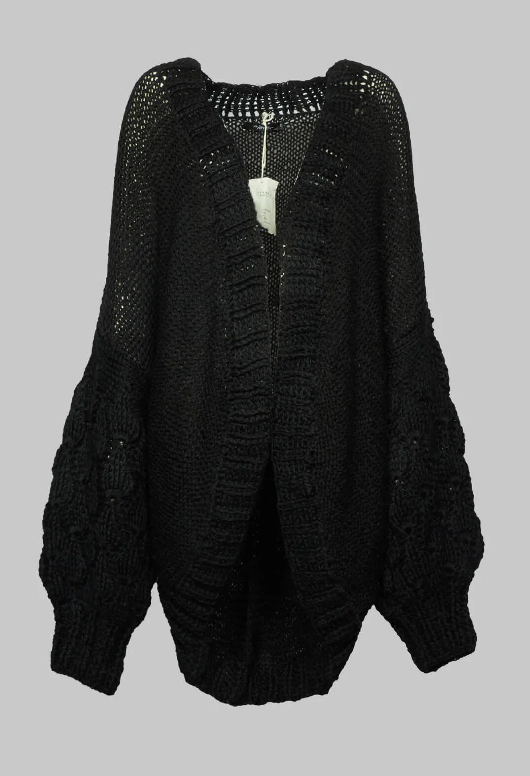 Longline Hand Knitted Cardigan in Black