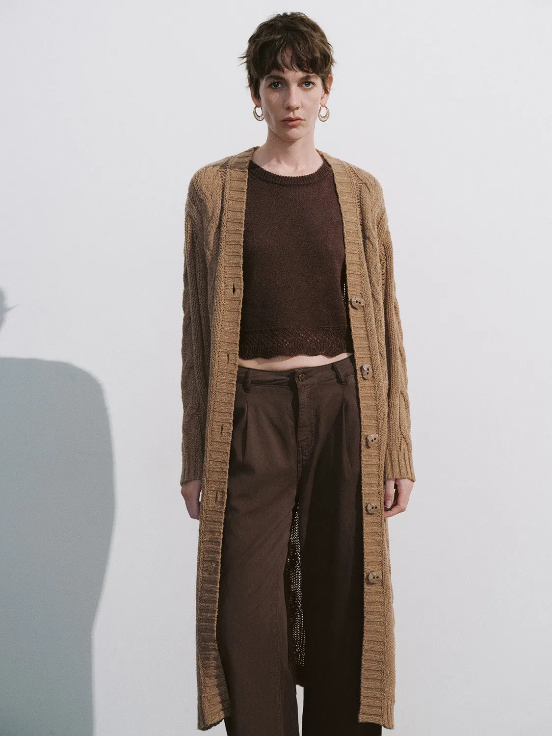 Longline V-Neck Loose Knitted Cardigan