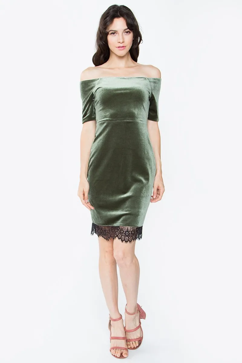 Nevia Velvet Off The Shoulder Dress