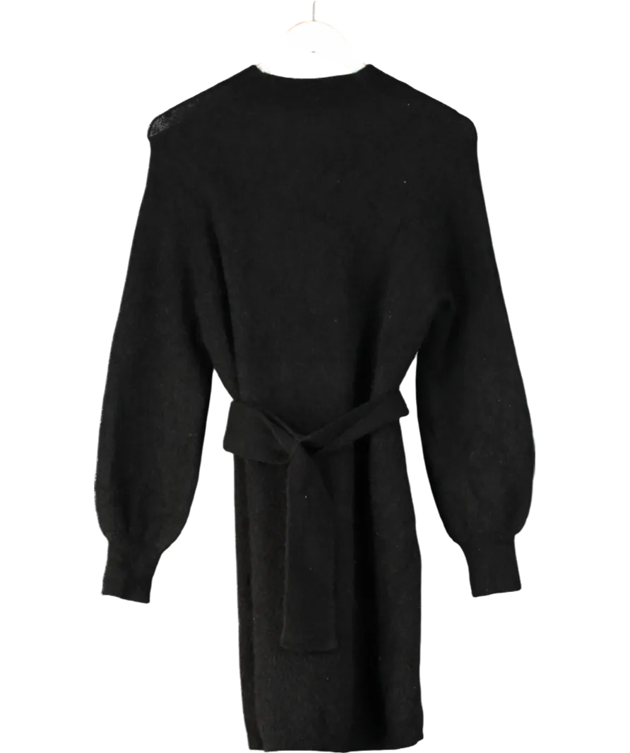 Sezane Black Mohair/ merino Blend belted Enola Dess UK L