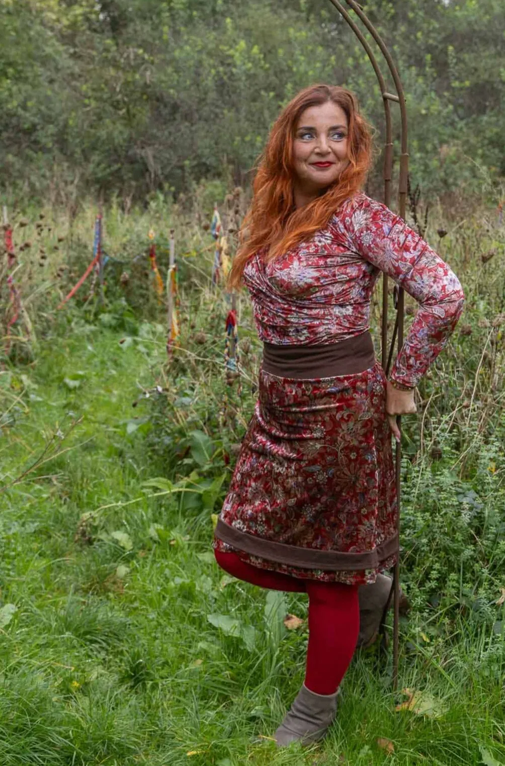 Stretch Twisted wrap top Velvet- red velvet- made by Tantilly