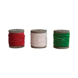 Velvet Ribbon on Wood Spool - 3 Colors