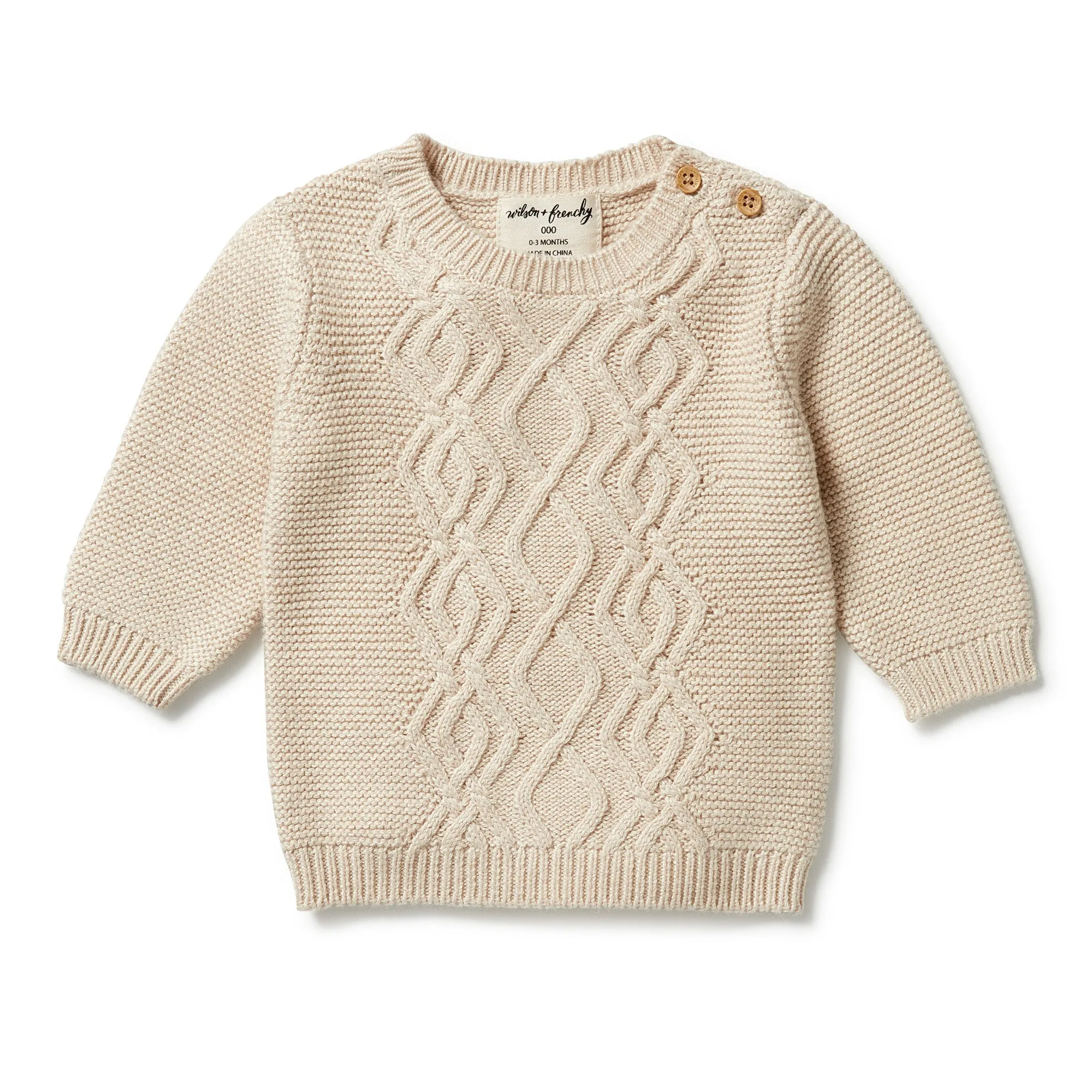 Wilson and Frenchy Knitted Cable Jumper - Oatmeal Melange