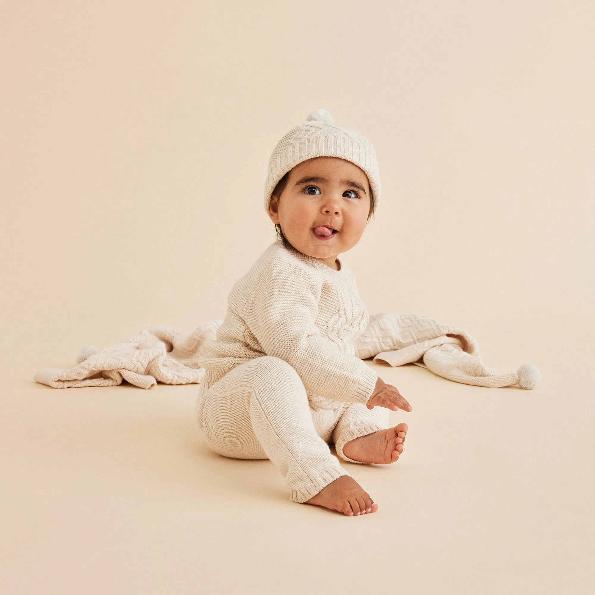 Wilson and Frenchy Knitted Cable Jumper - Sand Melange